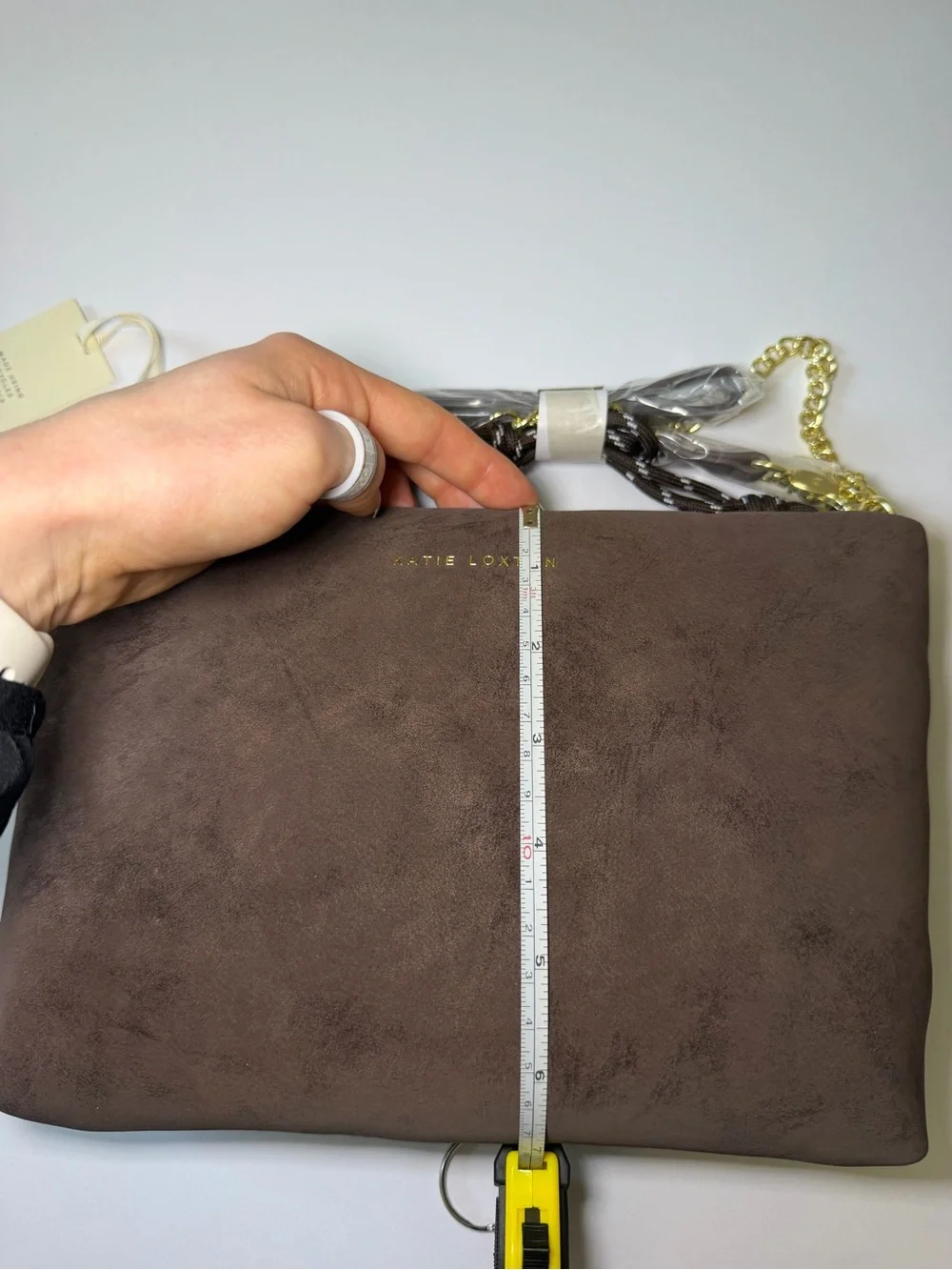 Brown Vegan Suede Crossbody Bag with Chain Strap